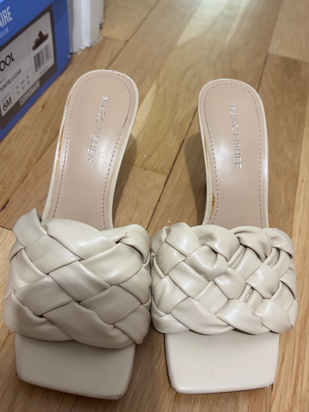 Marc Fisher Cream Braided Slide Mules